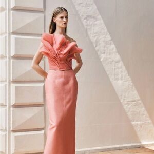 Aje Pink Ruffled Gown
